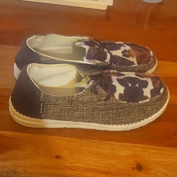 Hey Dude Cow Print Loafers - Picture 2 of 4